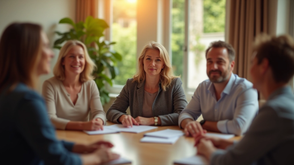 Adults in thoughtful discussion