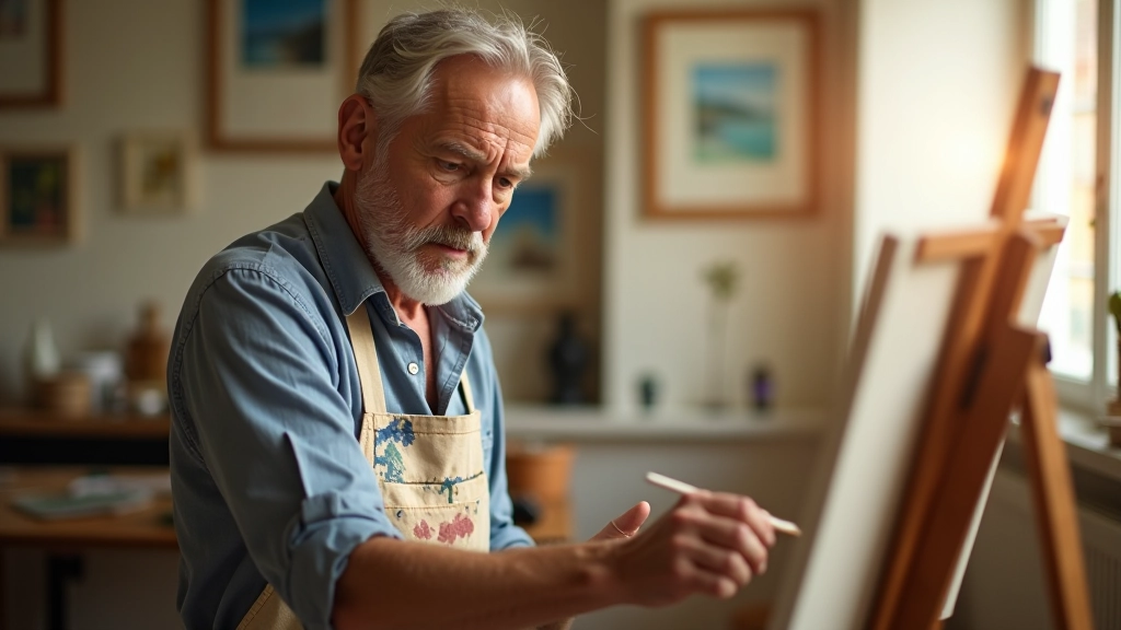 Man in his 50s with a contemplative, purposeful expression in natural light